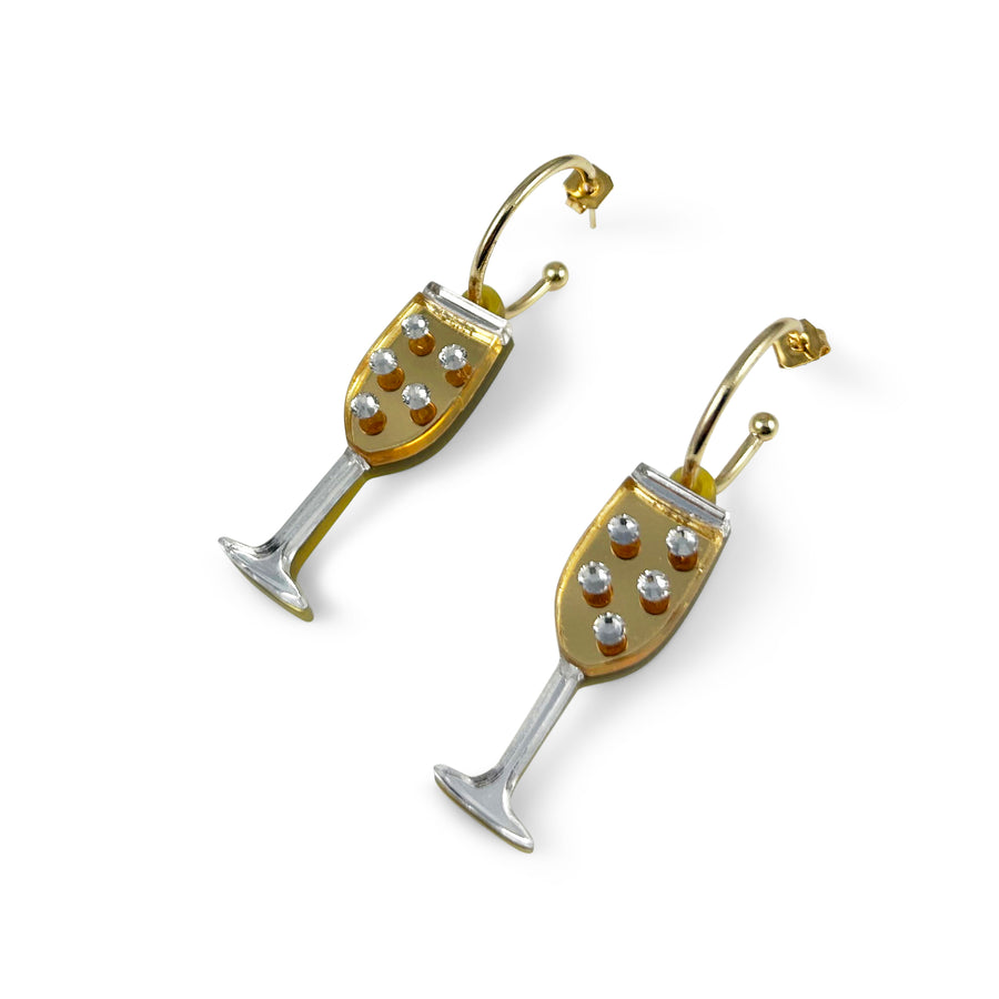 Champagne Flute Hoop Earrings