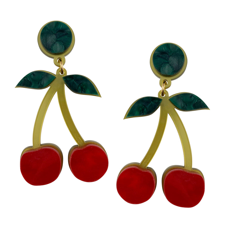 Jennifer Loiselle Cherry on Top laser cut acrylic statement earrings