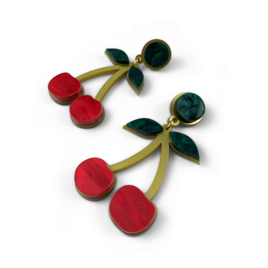 Jennifer Loiselle Cherry on Top laser cut acrylic statement earrings