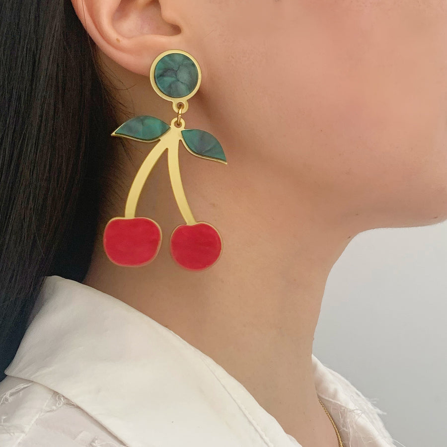 Jennifer Loiselle Cherry on Top laser cut acrylic statement earrings