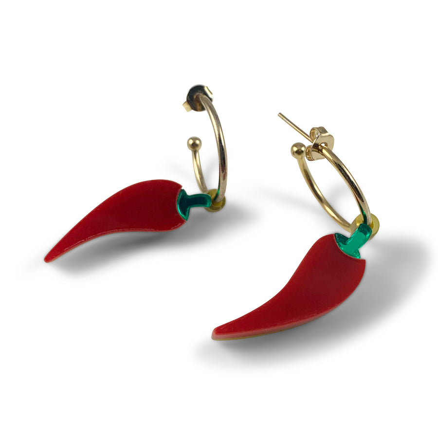 Jennifer Loiselle laser cut acrylic lucky chilli earrings