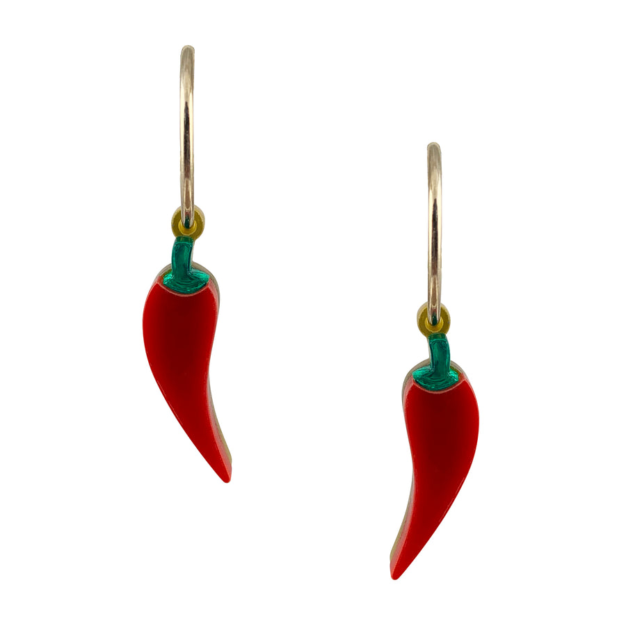 Jennifer Loiselle laser cut acrylic lucky chilli earrings