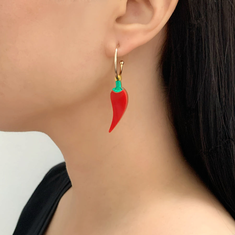 Jennifer Loiselle laser cut acrylic lucky chilli earrings