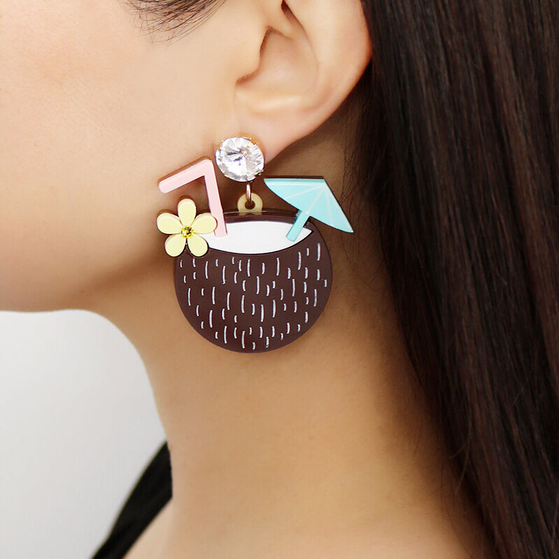 Jennifer Loiselle laser cut acrylic coconut earrings