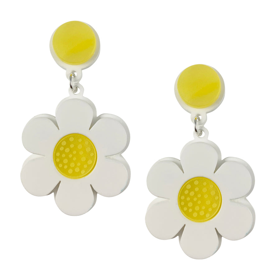 Jennifer Loiselle daisy hoop laser cut acrylic fashion earrings