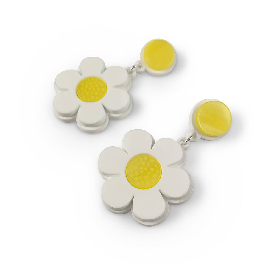 Jennifer Loiselle daisy hoop laser cut acrylic fashion earrings