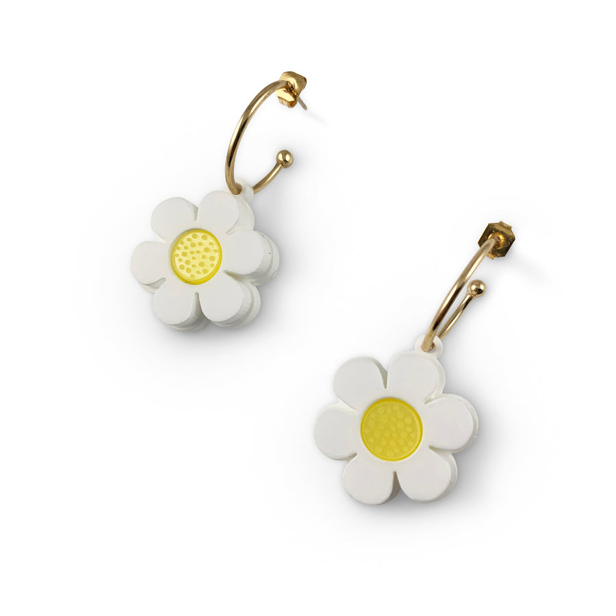 Jennifer Loiselle daisy hoop laser cut acrylic fashion earrings
