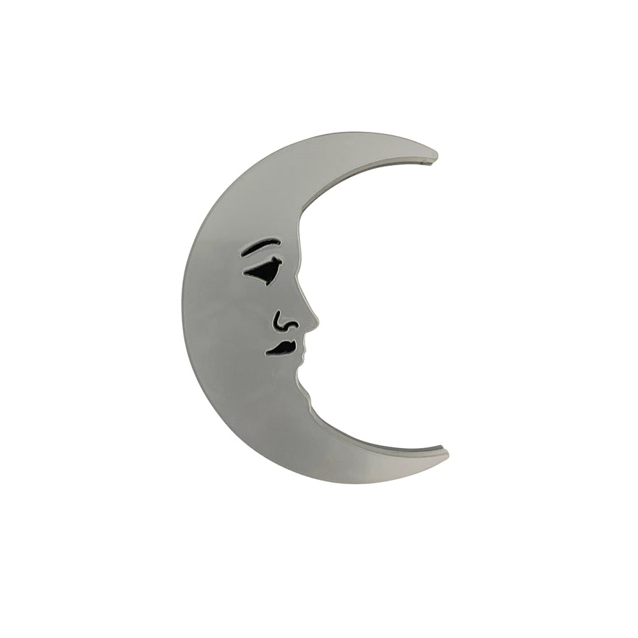 Jennifer Loiselle laser cut acrylic crescent moon brooch