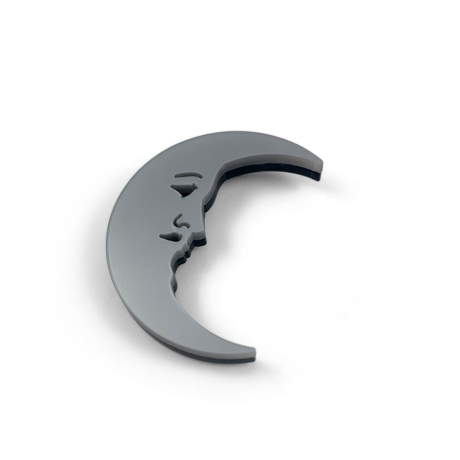 Jennifer Loiselle laser cut acrylic crescent moon brooch