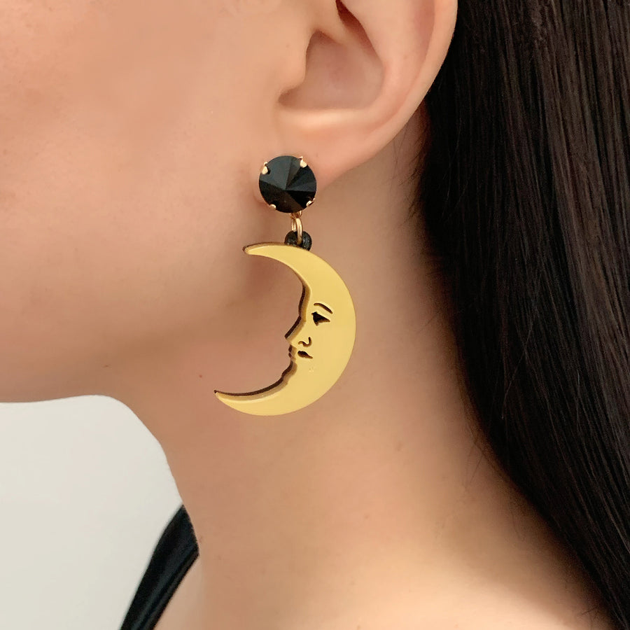 Jennifer Loiselle laser cut acrylic crescent moon earrings
