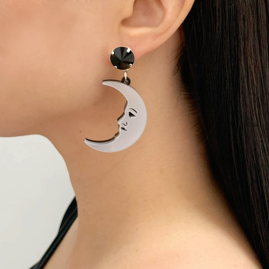Jennifer Loiselle laser cut acrylic crescent moon earrings