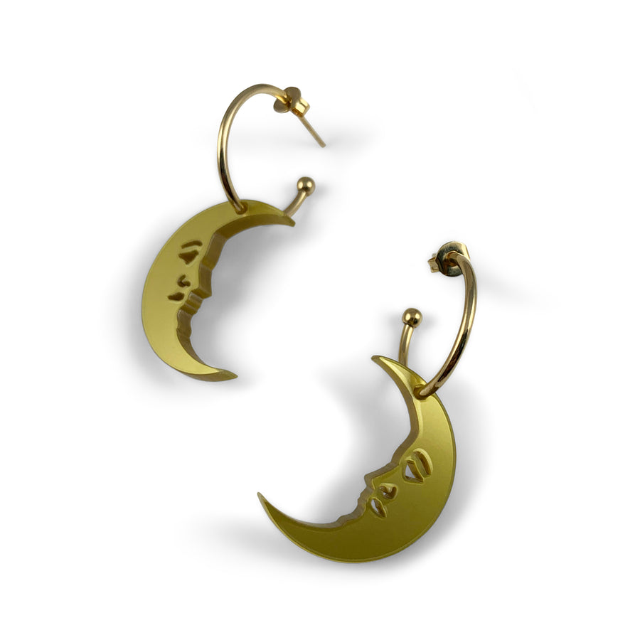 Jennifer Loiselle crescent moon gold hoop earrings