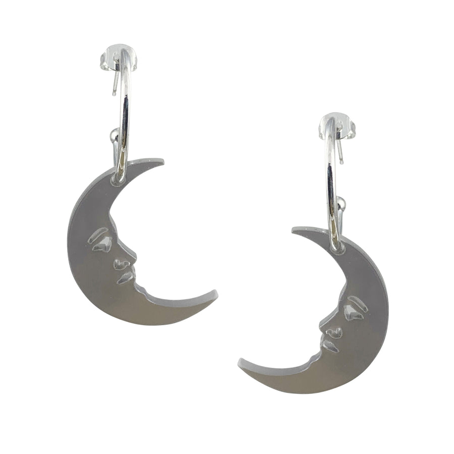 Jennifer Loiselle crescent moon silver hoop earrings