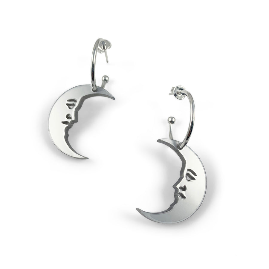 Jennifer Loiselle crescent moon silver hoop earrings