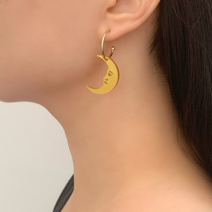 Jennifer Loiselle crescent moon gold hoop earrings