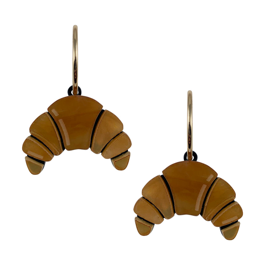 Jennifer Loiselle croissant food pastry laser cut acrylic statement hoop earrings