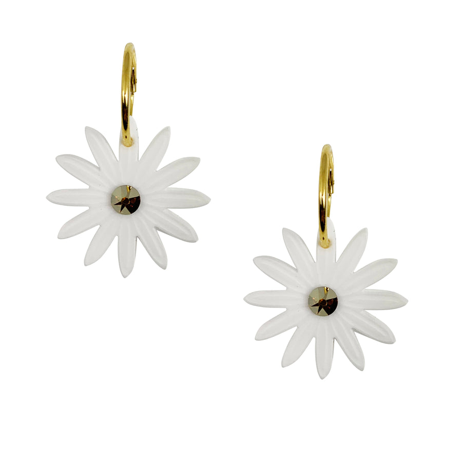 Jennifer Loiselle laser cut acrylic daisy flower hoop earrings