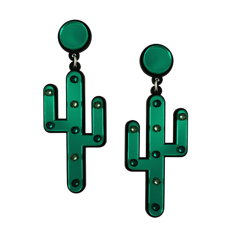 Jennifer Loiselle laser cut Perspex cactus earrings
