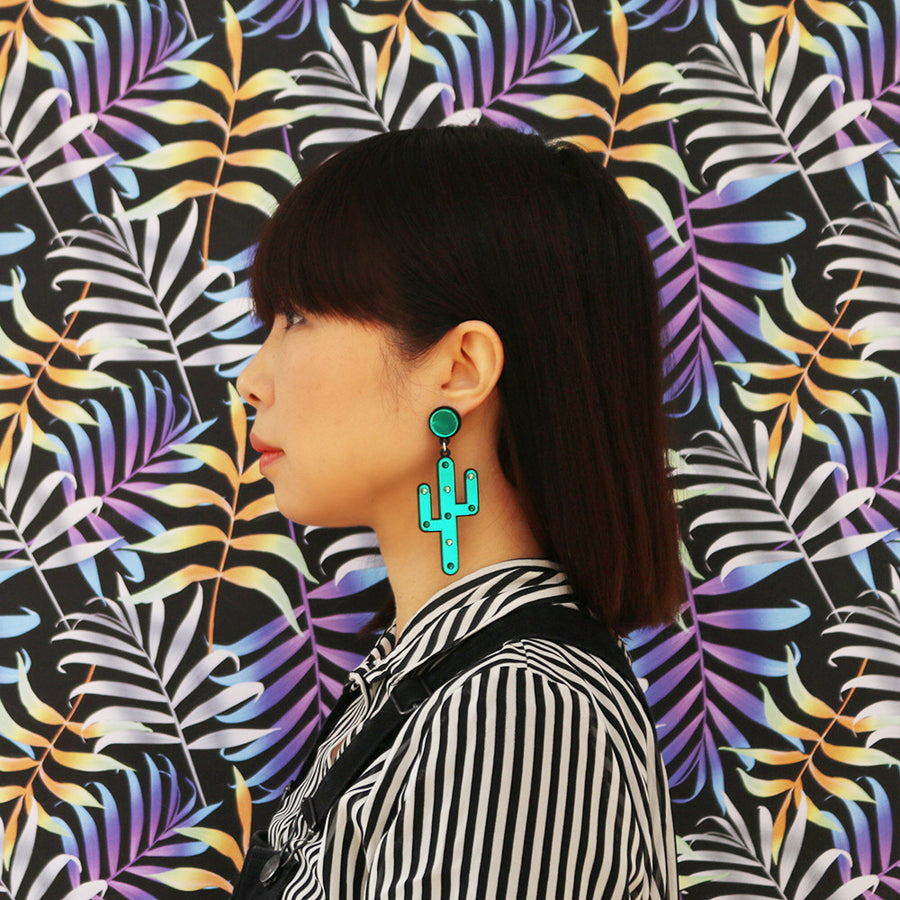 Jennifer Loiselle laser cut Perspex cactus earrings