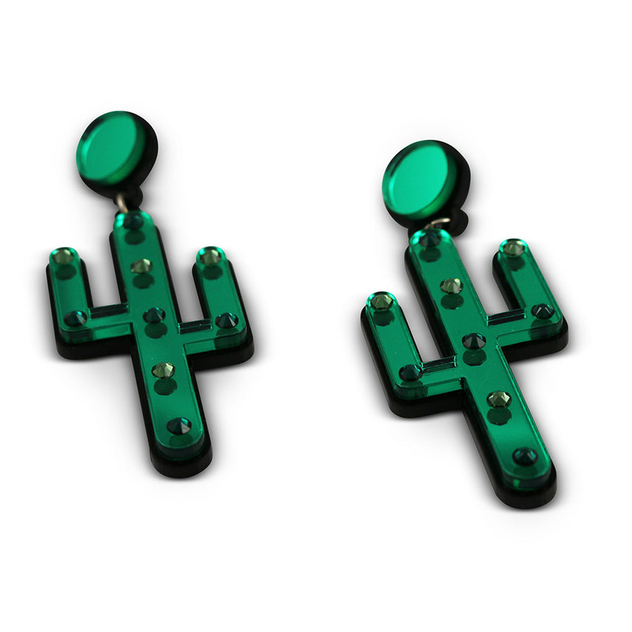 Jennifer Loiselle laser cut Perspex cactus earrings
