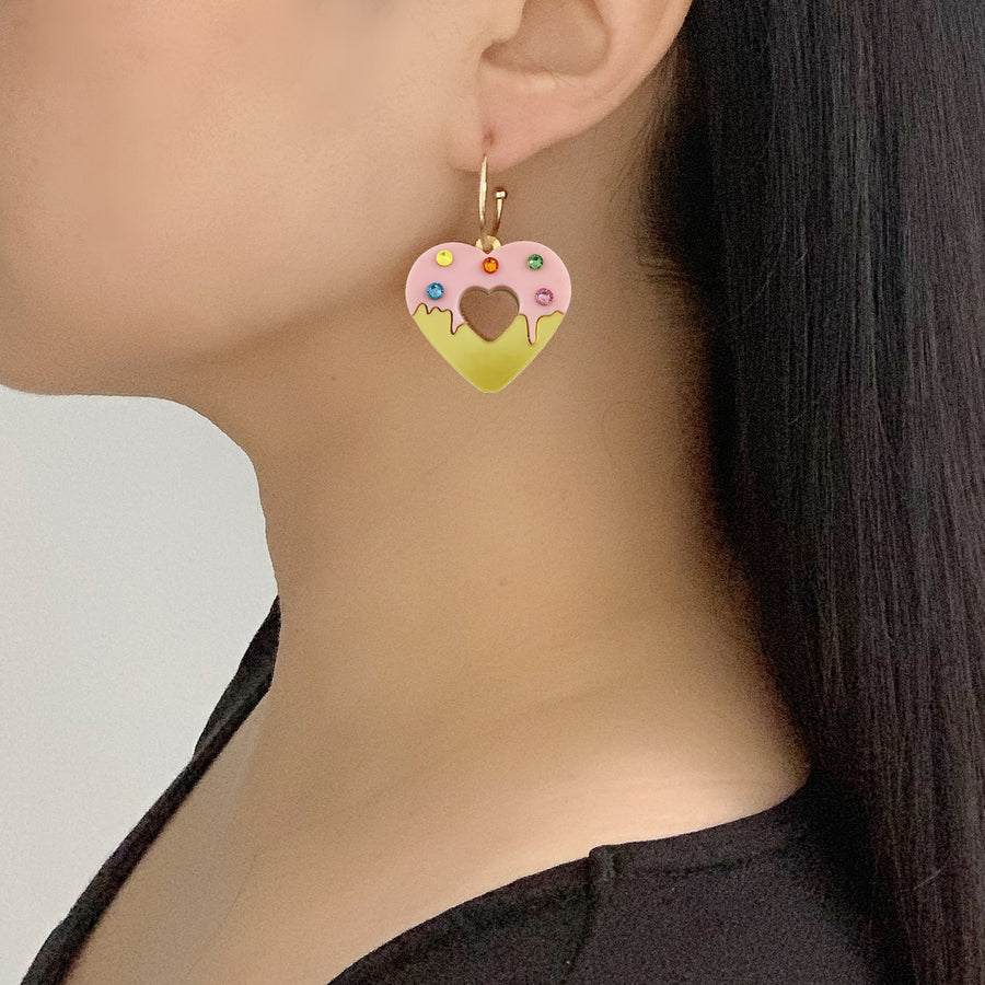 Jennifer Loiselle donut heart laser cut acrylic hoop earrings