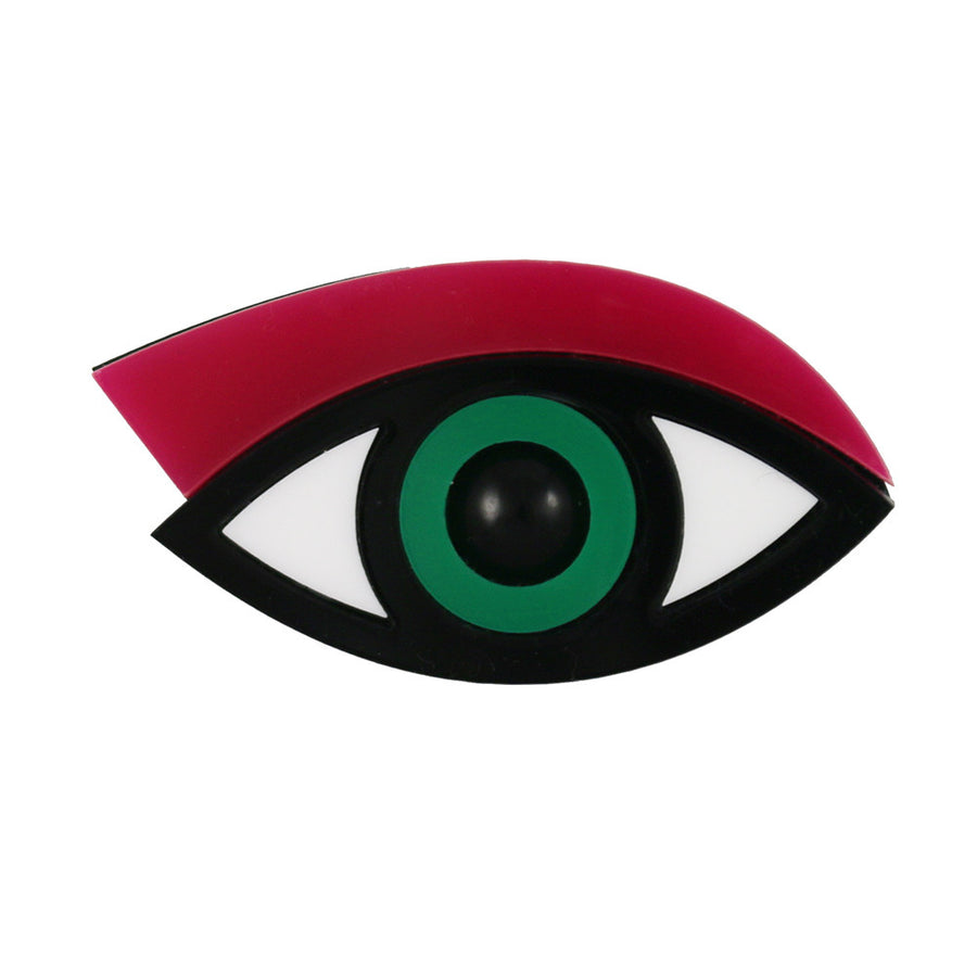 Jennifer Loiselle laser cut acrylic eye statement brooch