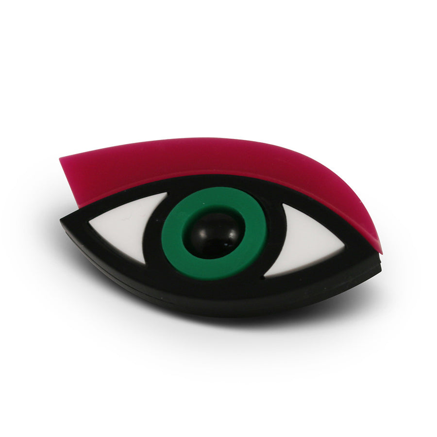 Jennifer Loiselle laser cut acrylic eye statement brooch