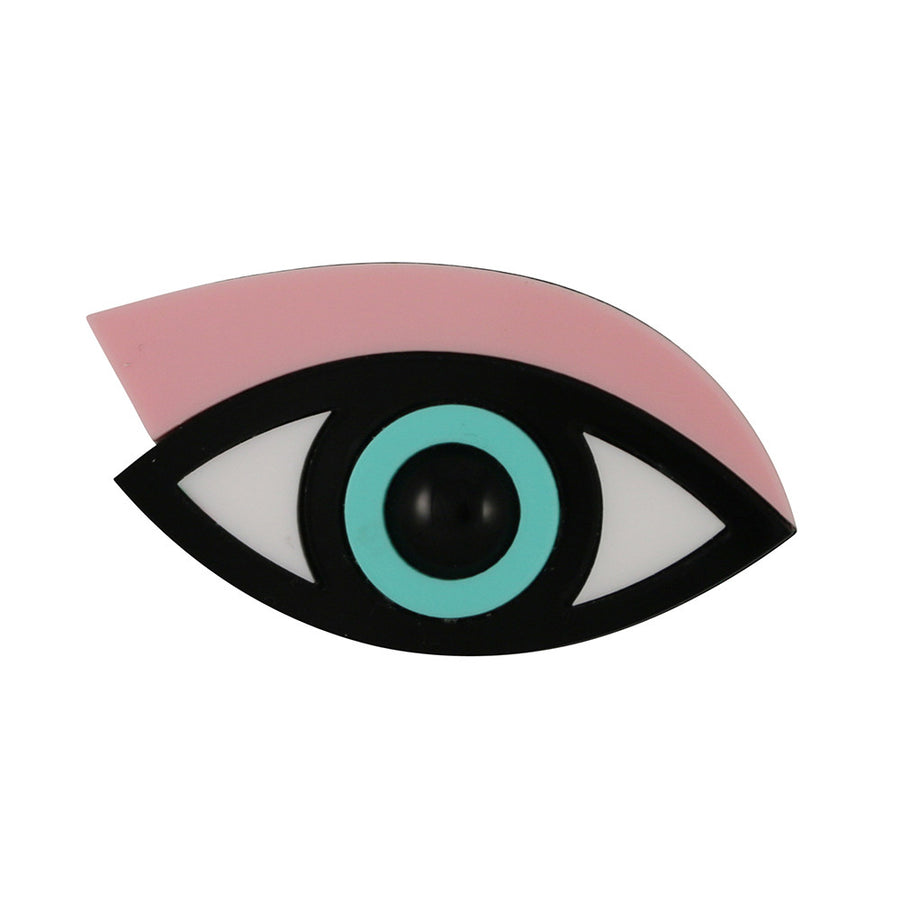 Jennifer Loiselle laser cut acrylic eye statement brooch