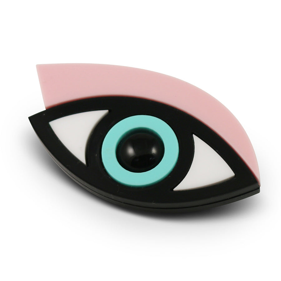 Jennifer Loiselle laser cut acrylic eye statement brooch