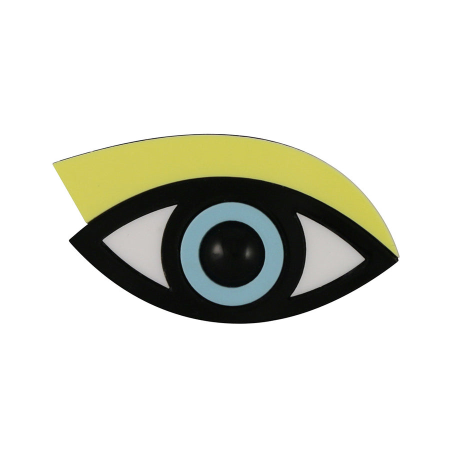 Jennifer Loiselle laser cut acrylic eye statement brooch