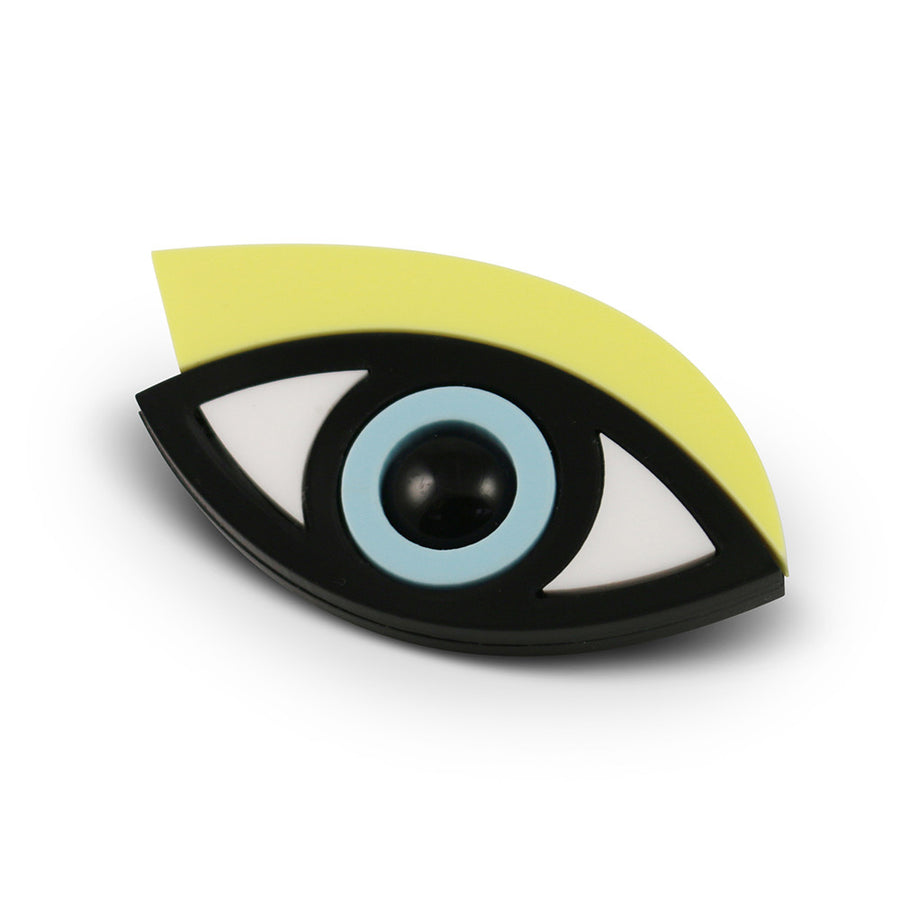 Jennifer Loiselle laser cut acrylic eye statement brooch