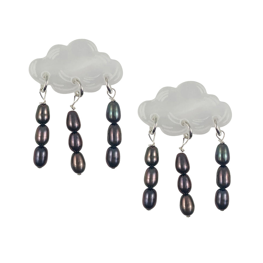 Jennifer Loiselle laser cut acrylic cloud pearl earrings