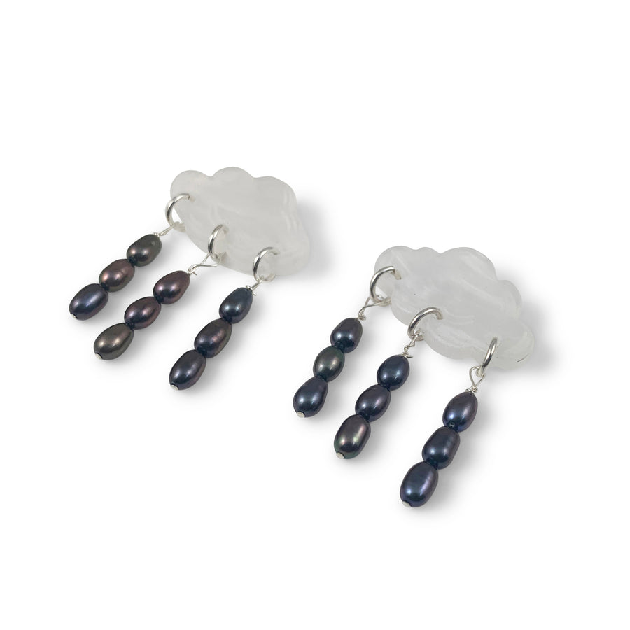 Jennifer Loiselle laser cut acrylic cloud pearl earrings