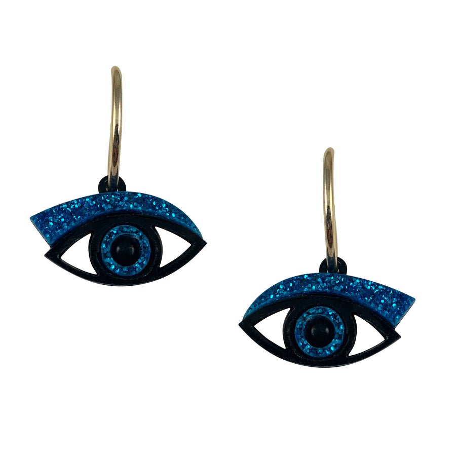 Eye Hoop Earrings in Blue