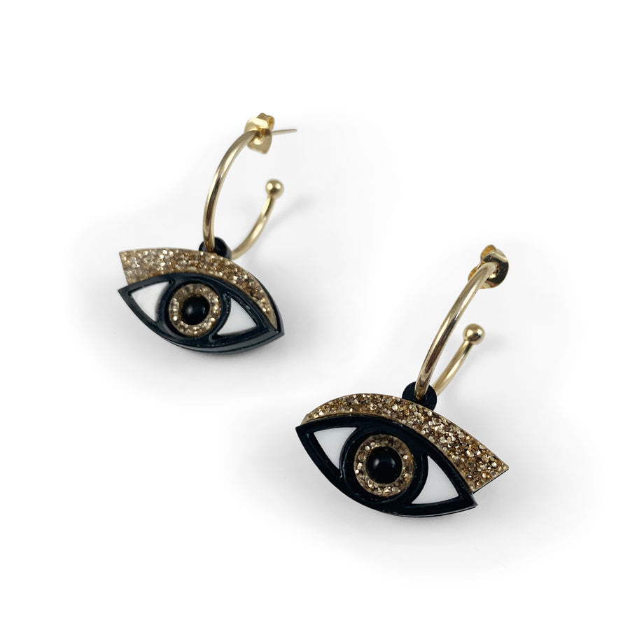 Eye Hoop Earrings in Gold