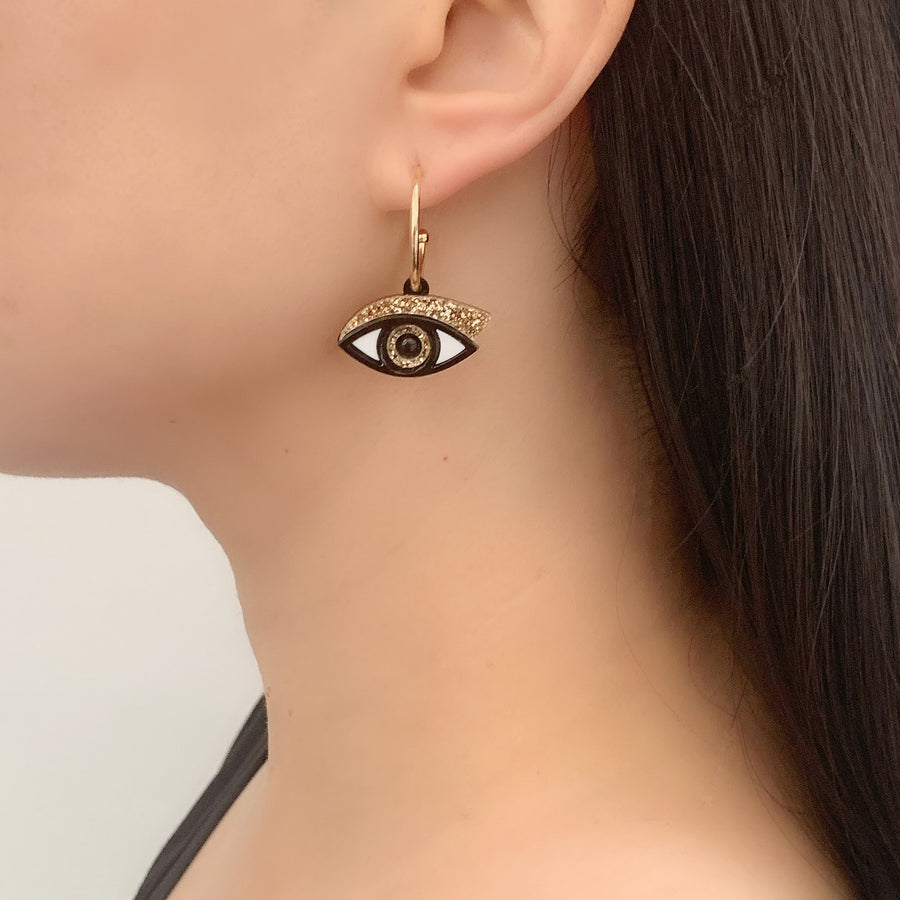 Eye Hoop Earrings in Gold