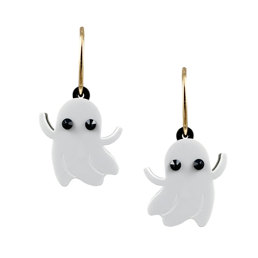 Jennifer Loiselle acrylic laser cut ghost charm hoop earrings