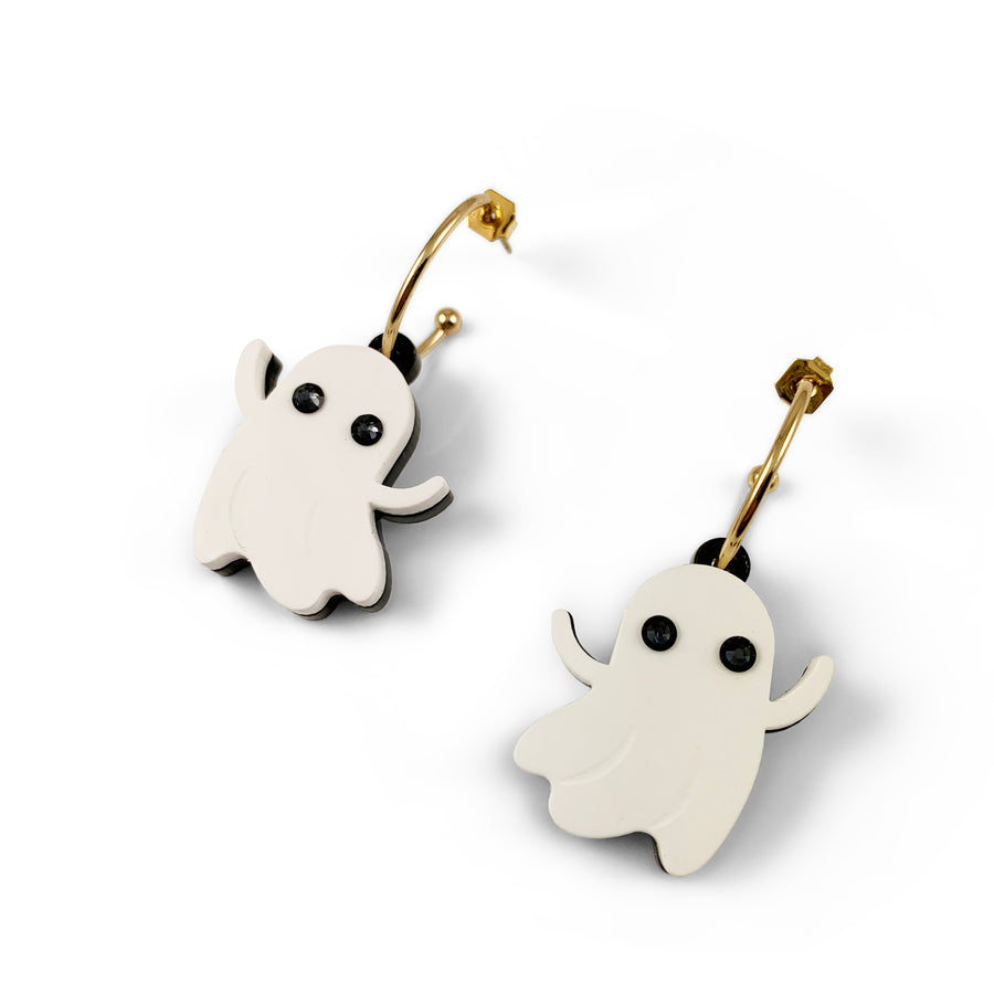 Jennifer Loiselle acrylic laser cut ghost charm hoop earrings