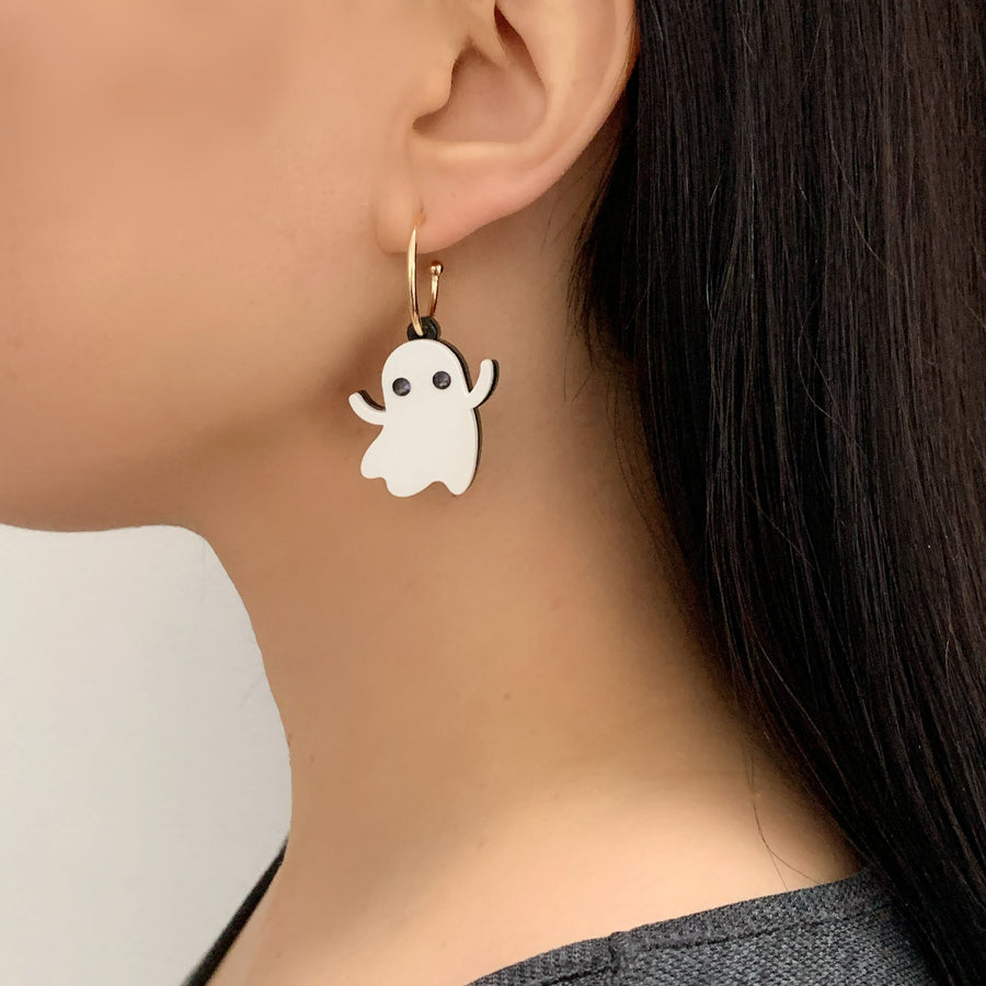 Jennifer Loiselle acrylic laser cut ghost charm hoop earrings