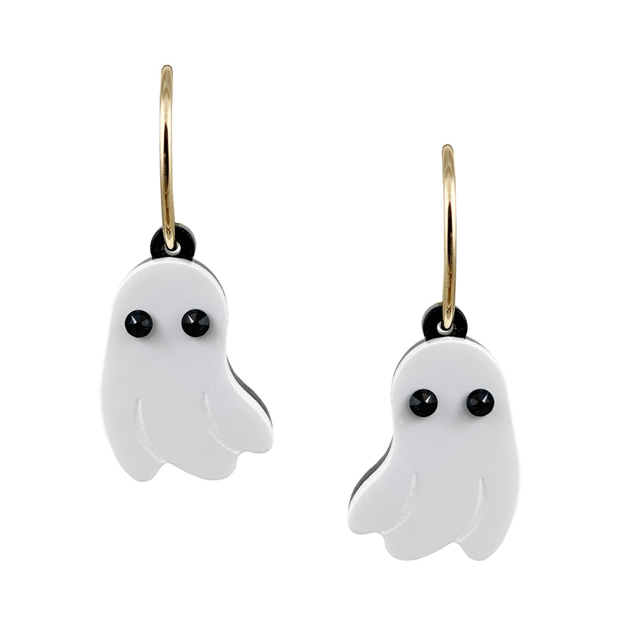 Jennifer Loiselle acrylic laser cut ghost charm hoop earrings