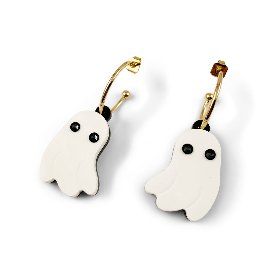 Jennifer Loiselle acrylic laser cut ghost charm hoop earrings