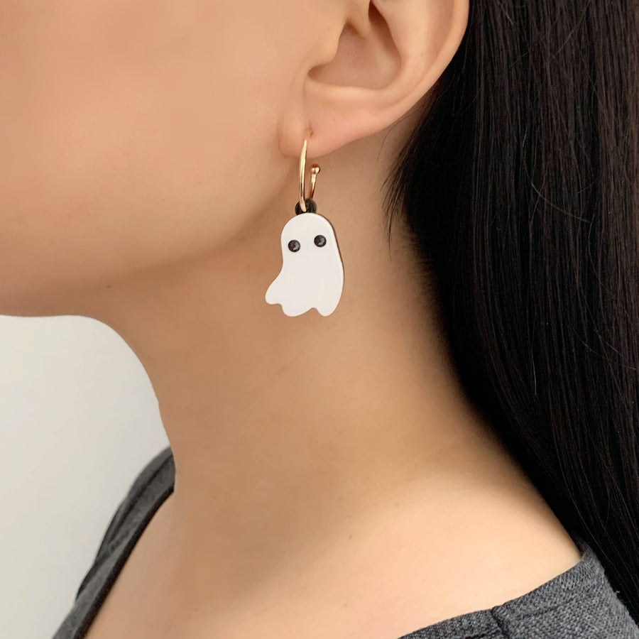 Jennifer Loiselle acrylic laser cut ghost charm hoop earrings