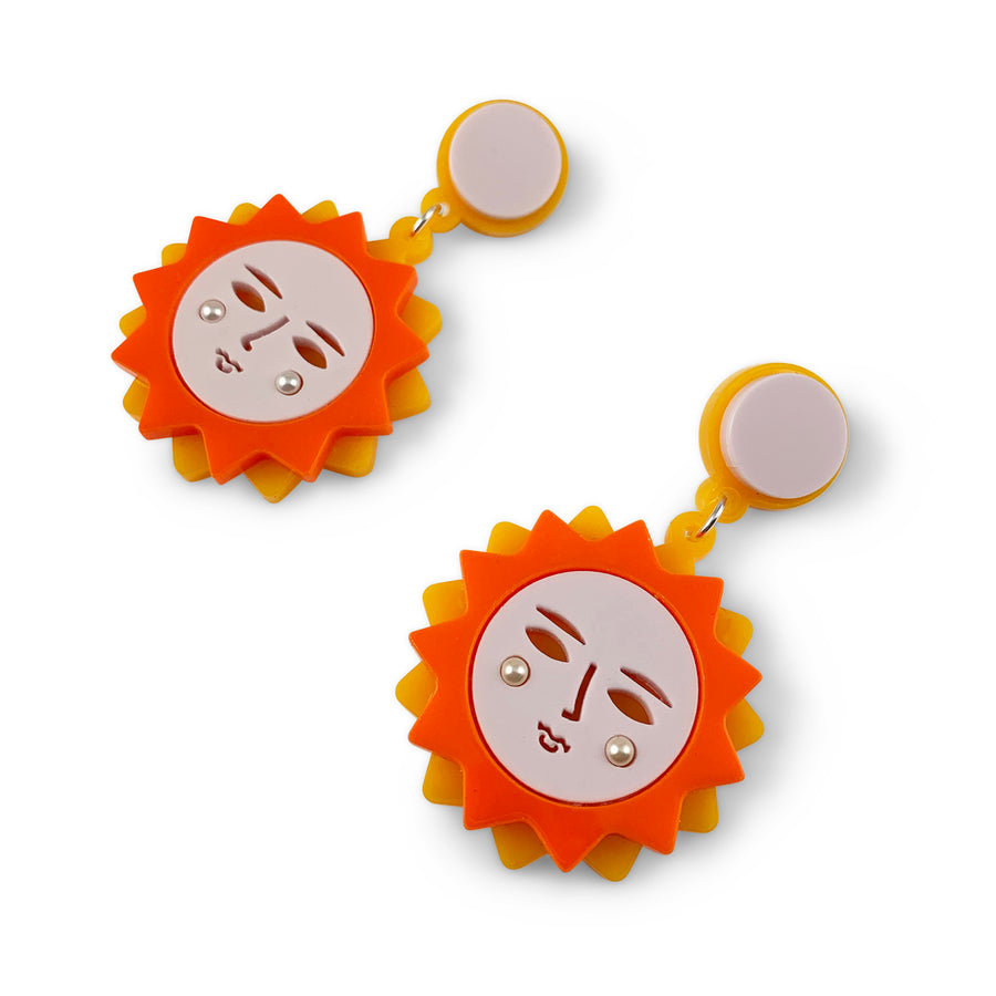 Jennifer Loiselle Here Comes the Sun celestial laser cut acrylic statement earrings
