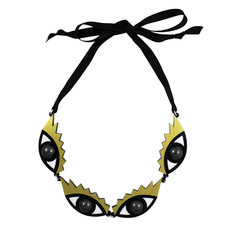 Jennifer Loiselle laser cut acrylic Eye statement necklace