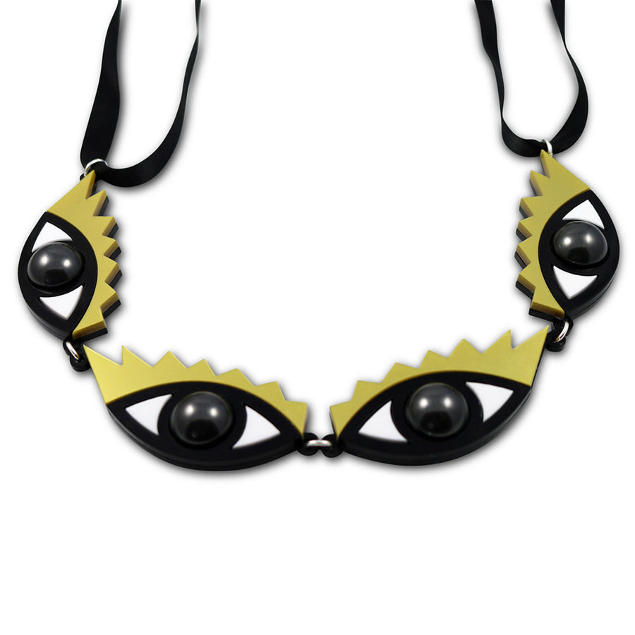 Jennifer Loiselle laser cut acrylic Eye statement necklace