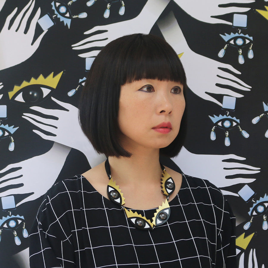 Jennifer Loiselle laser cut acrylic Eye statement necklace