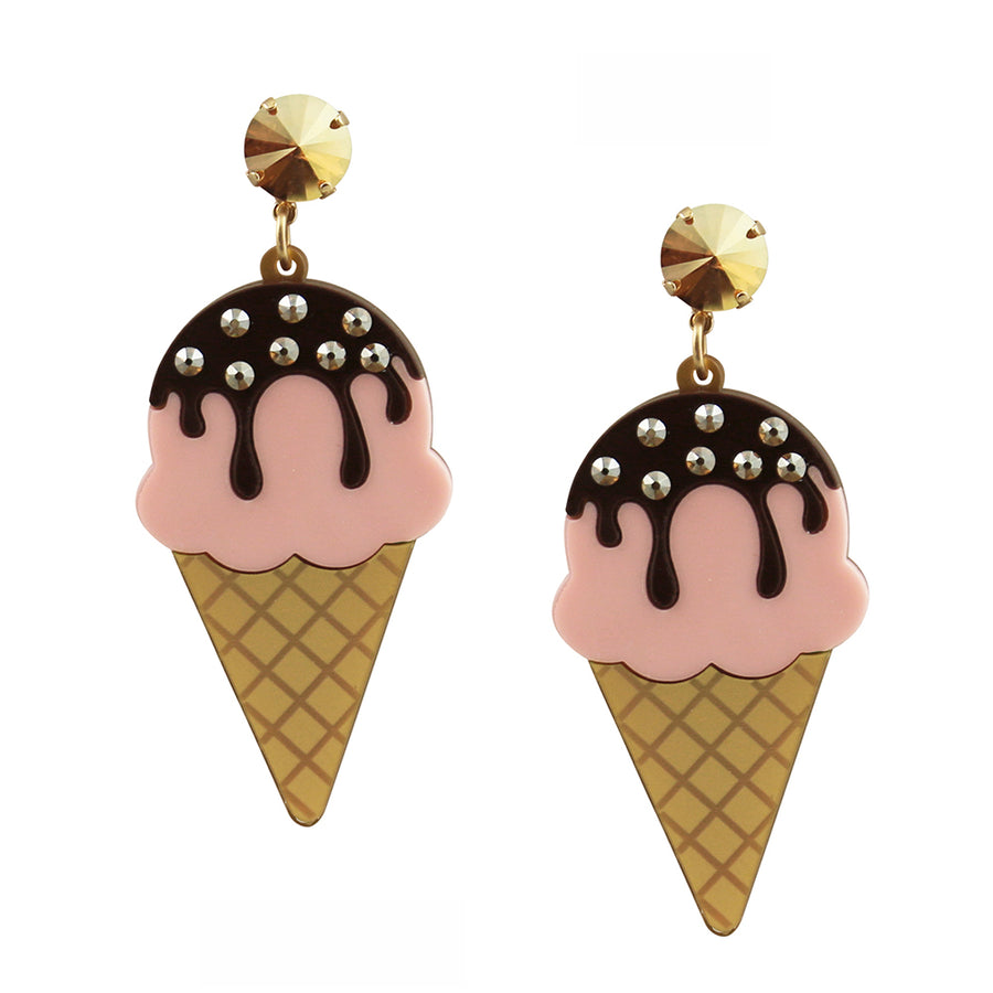 diferencia Pizza Clasificación Ice Cream Earrings - Chocolate Dipped Strawberry – Jennifer Loiselle