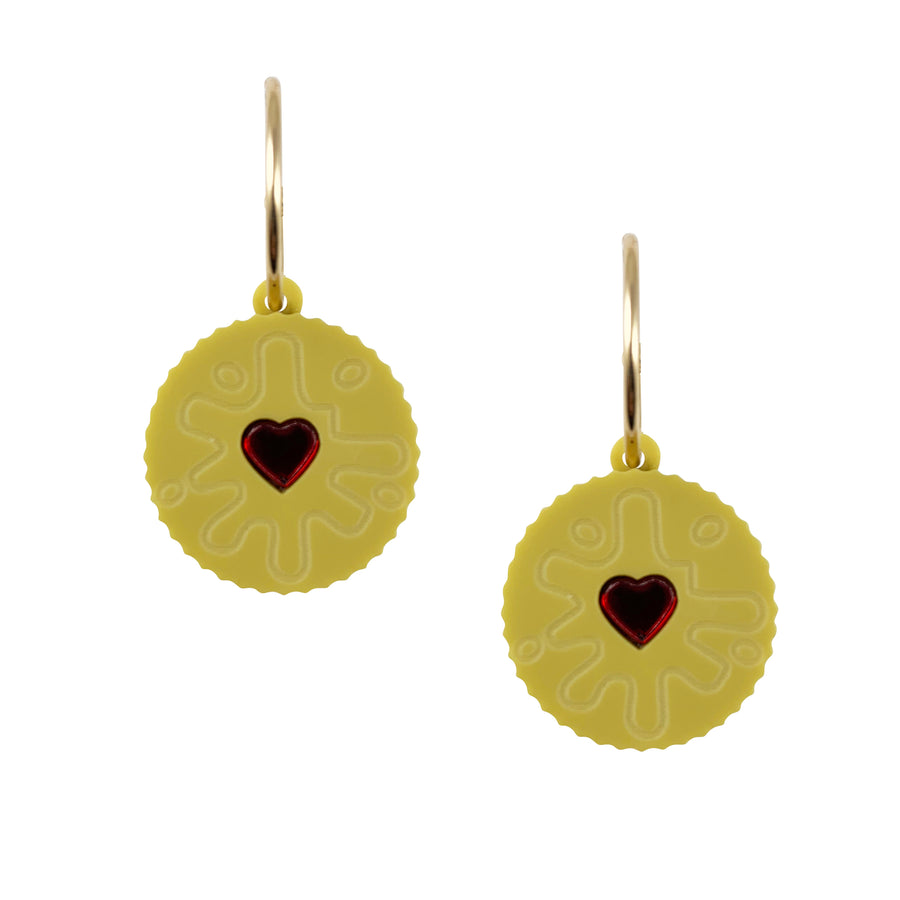 Jennifer Loiselle Jammie Dodger Biscuit Novelty Acrylic Hoop  Earrings