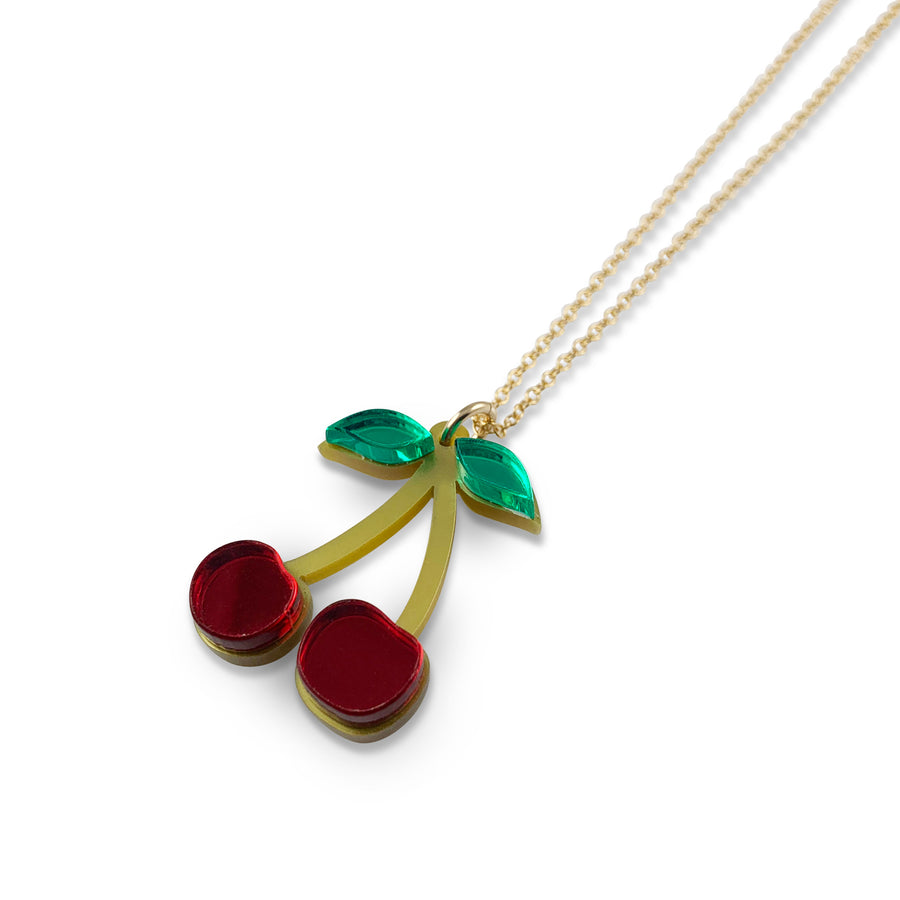 Jennifer Loiselle Cherry acrylic pendant charm necklace