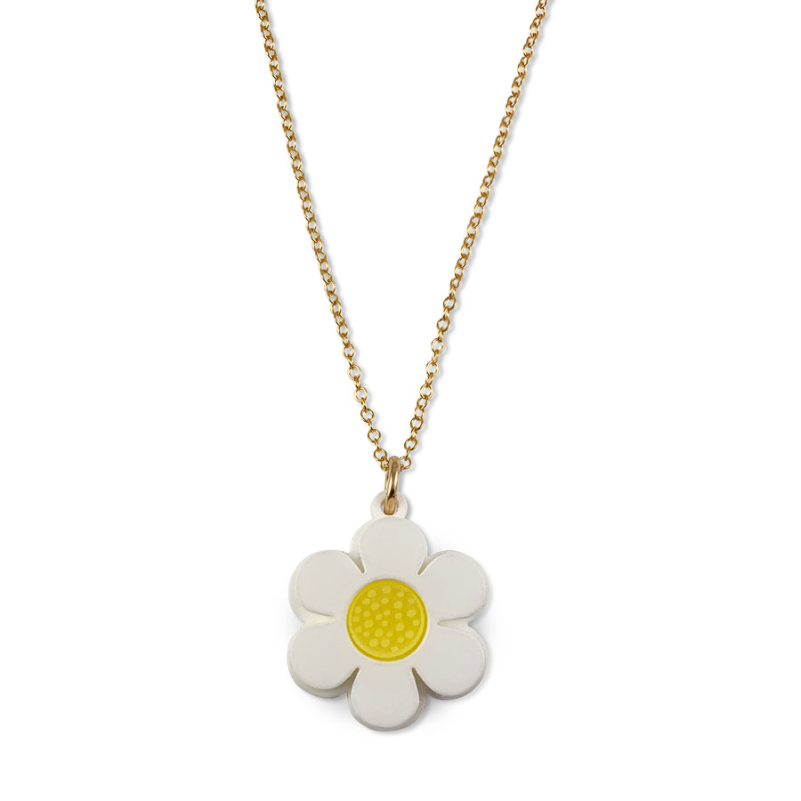 Jennifer Loiselle laser cut acrylic daisy pendant charm necklace